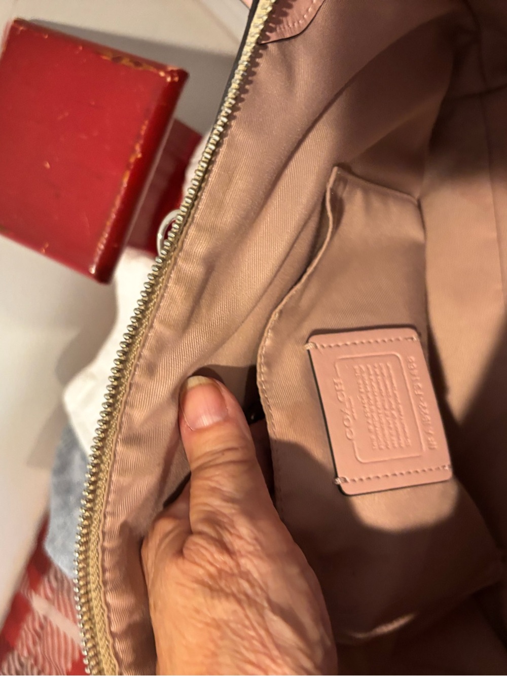 COACH Emma Signature Canvas Satchel with Pink Leather Trim Mint - Picture 7 of 9